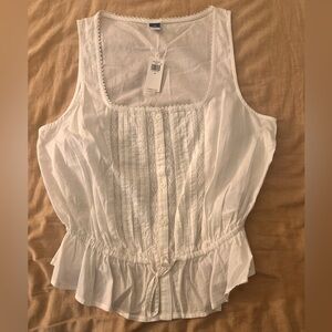 🪿Old Navy White Sleeveless Pintuck Button-Front Blouse